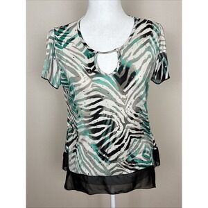 Brittany‎ Black Multicolor Animal Print Top No Size Please See Description